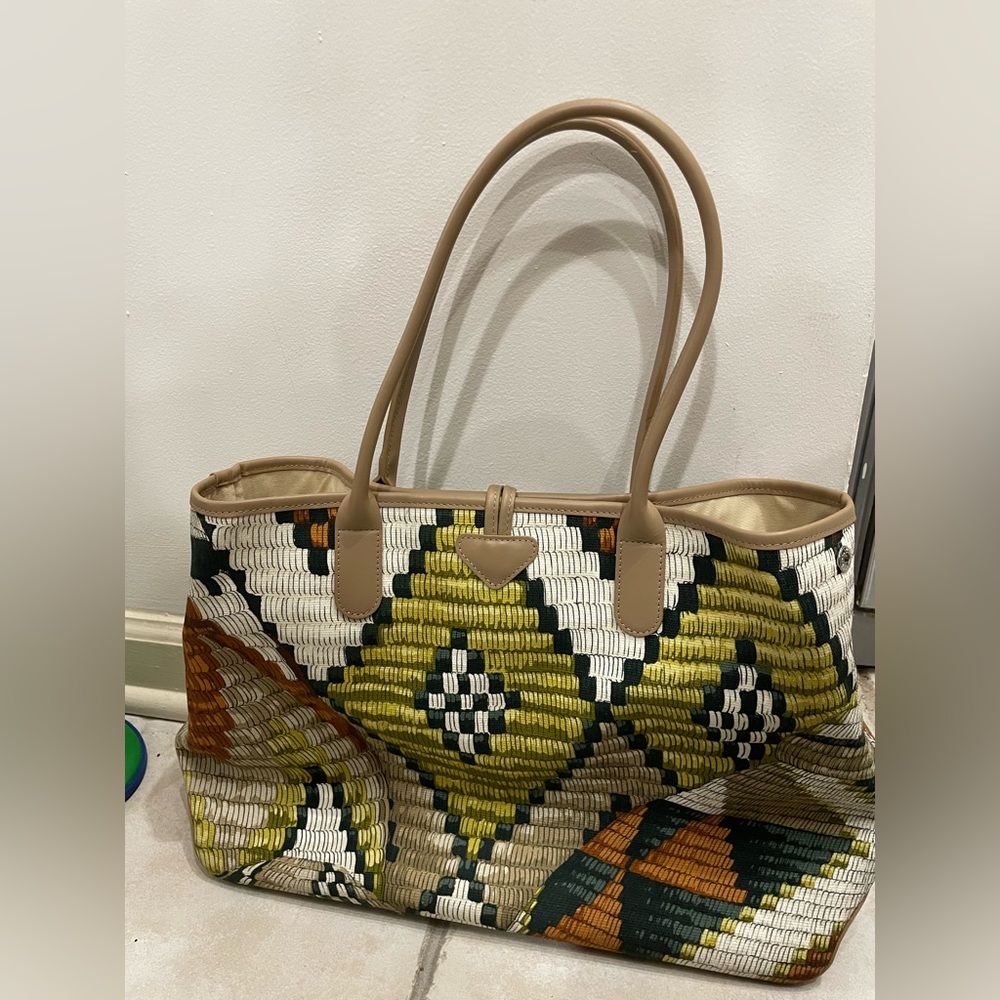 Longchamp Roseau Paniers D'art Shoulder Bag in Lime/Sienna/Multi - Picture 11 of 13